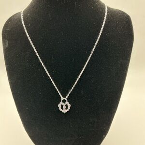 Pandora Heart Lock CZ Necklace Sterling Silver ALE